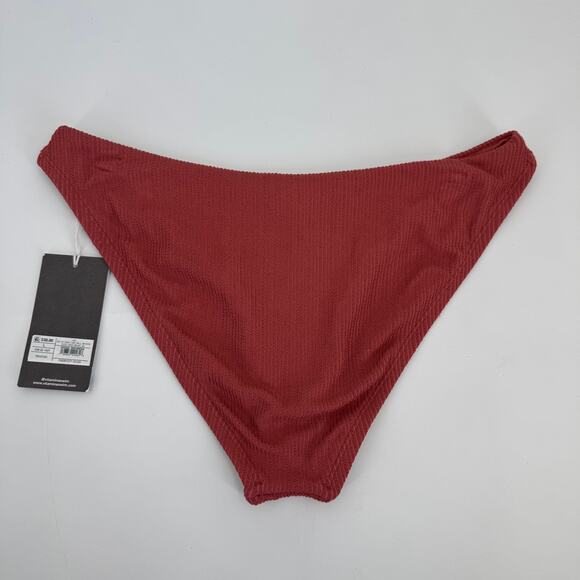 NWT Vitamin A Dusty Pink High Cut Mid Waist Cheeky Bikini Bottoms Large - Picture 3 of 5
